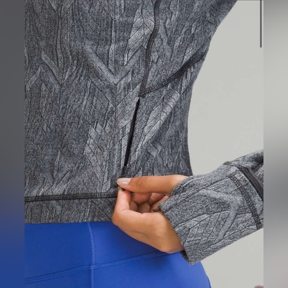 Lululemon Its Rulu Run Cropped Half Zip Chevron Mini Jacquard Starlight Size 6 - Picture 2 of 7